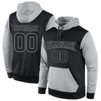 Custom Stitched Black Black-Gray Sports Pullover Sweatshirt Hoodie photo 1