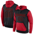 Custom Stitched Black Black-Red Sports Pullover Sweatshirt Hoodie photo 1