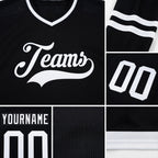 Custom Black White Hockey Jersey detail