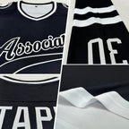 Custom Black White Hockey Jersey photo 2