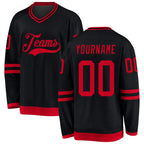 Custom Black Red Hockey Jersey
