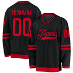 Custom Black Red Hockey Jersey photo 1