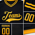 Custom Black Gold Hockey Jersey detail