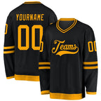 Custom Black Gold Hockey Jersey photo 1
