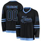 Custom Black Black-Light Blue Hockey Jersey photo 1