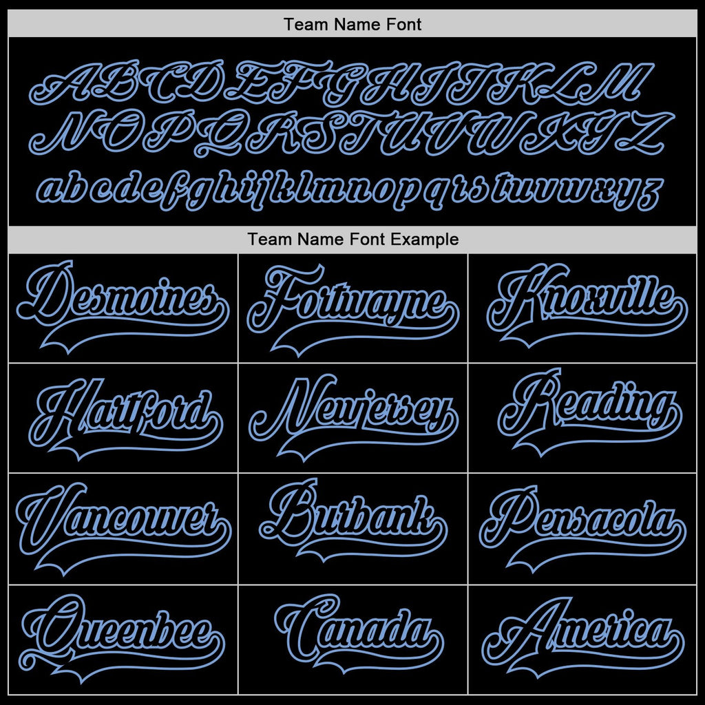 Custom Black Black-Light Blue Hockey Jersey photo 3