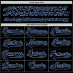 Custom Black Black-Light Blue Hockey Jersey photo 3