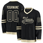 Custom Black Black-Cream Hockey Jersey photo 1