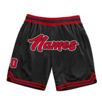 Custom Black Red-White Authentic Throwback Basketball Shorts photo 1