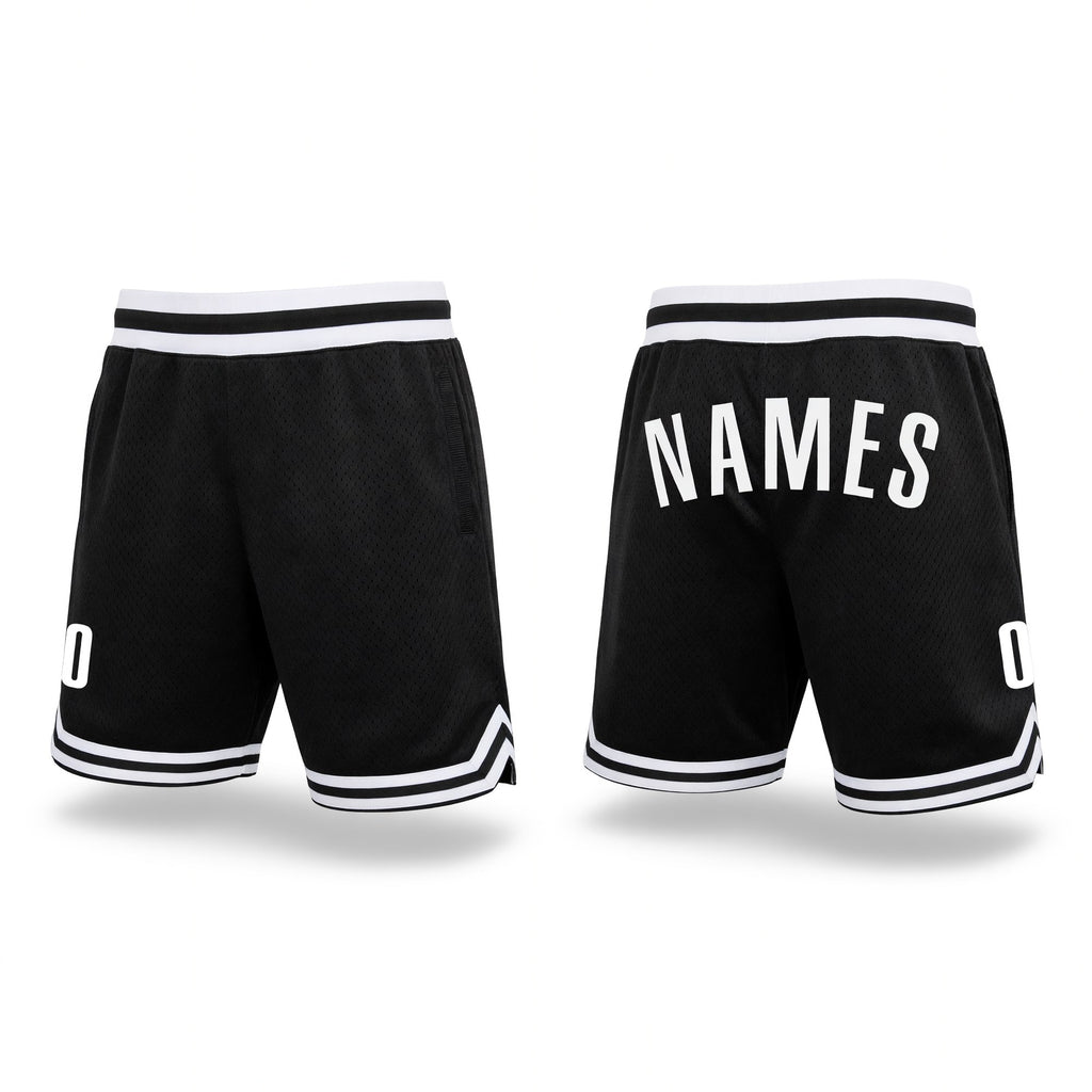 Custom Black White Authentic Throwback Basketball Shorts
