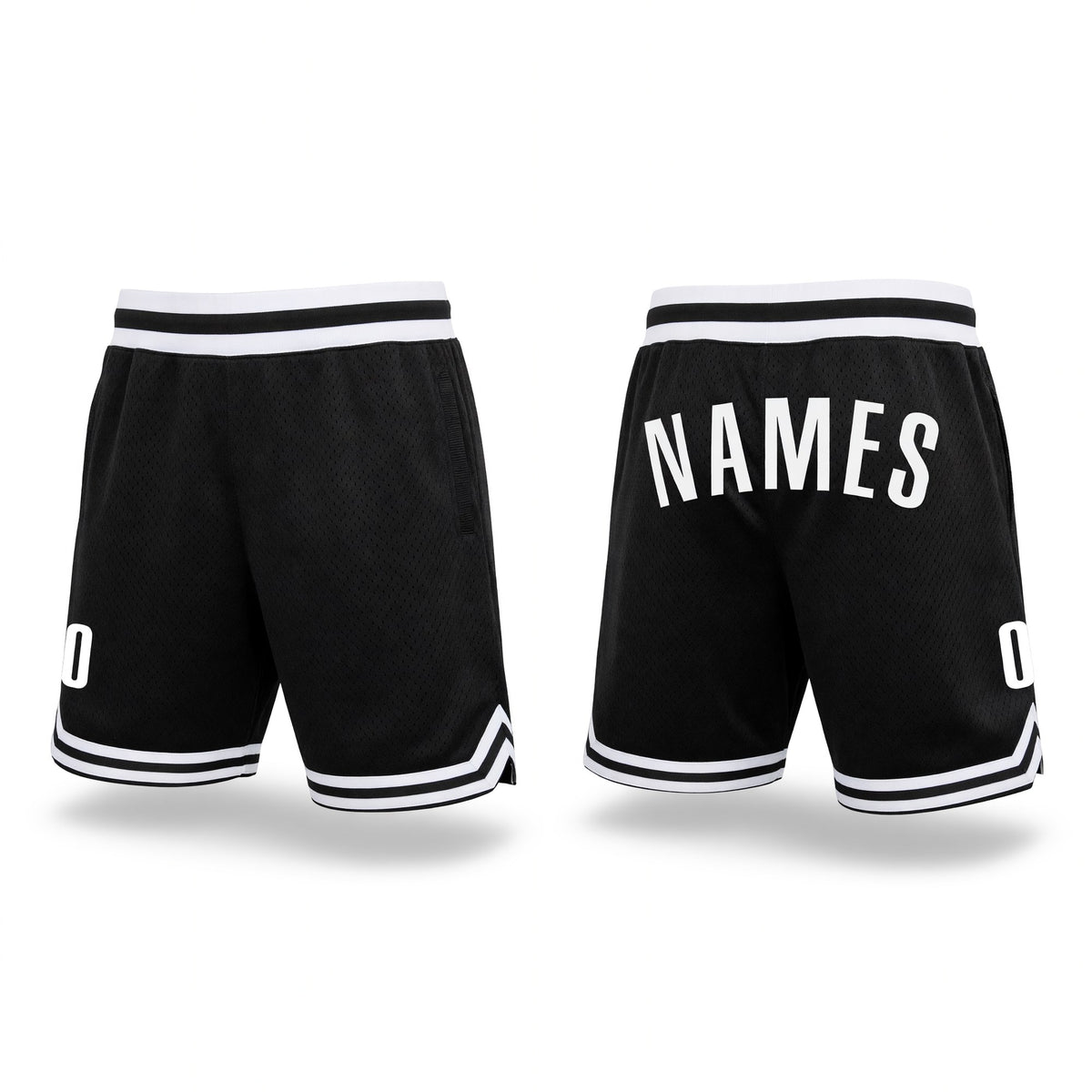Custom Black White Authentic Throwback Basketball Shorts