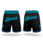 Custom Black Teal-Black Authentic Throwback Basketball Shorts