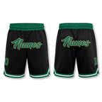 Custom Black Kelly Green-Old Gold Authentic Throwback Basketball Shorts