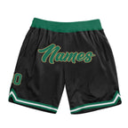 Custom Black Kelly Green-Old Gold Authentic Throwback Basketball Shorts photo 1