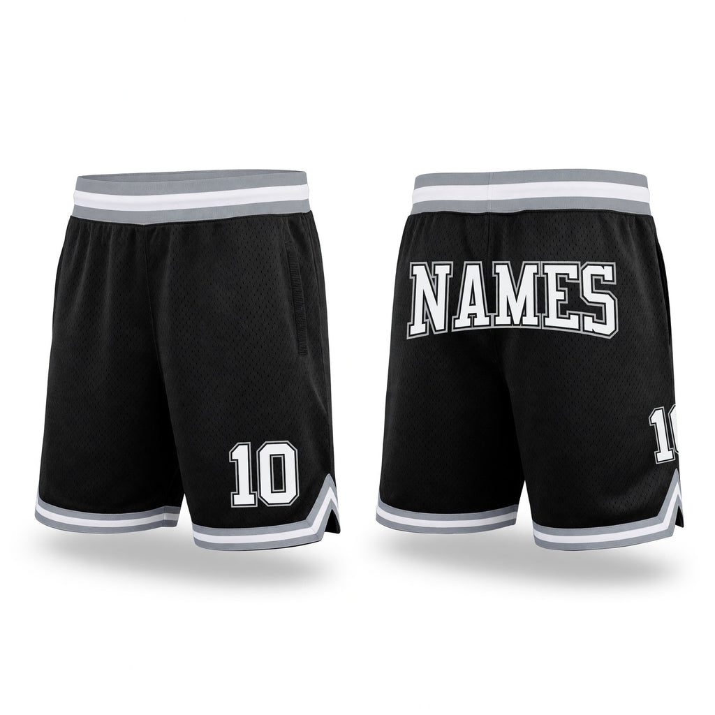 Custom Black White-Gray Authentic Throwback Basketball Shorts