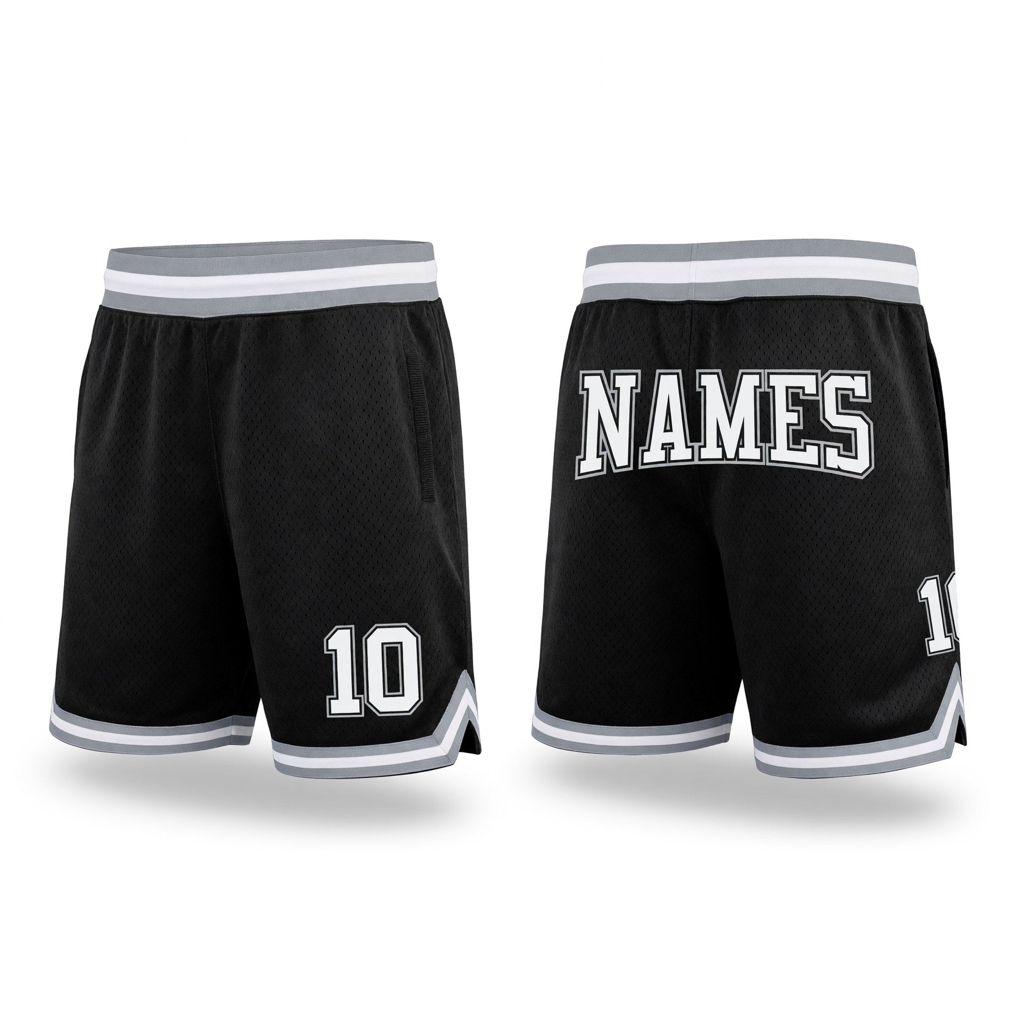 Custom Black White-Gray Authentic Throwback Basketball Shorts