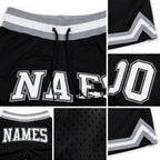 Custom Black White-Gray Authentic Throwback Basketball Shorts detail