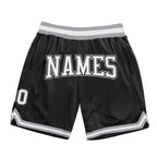 Custom Black White-Gray Authentic Throwback Basketball Shorts photo 1