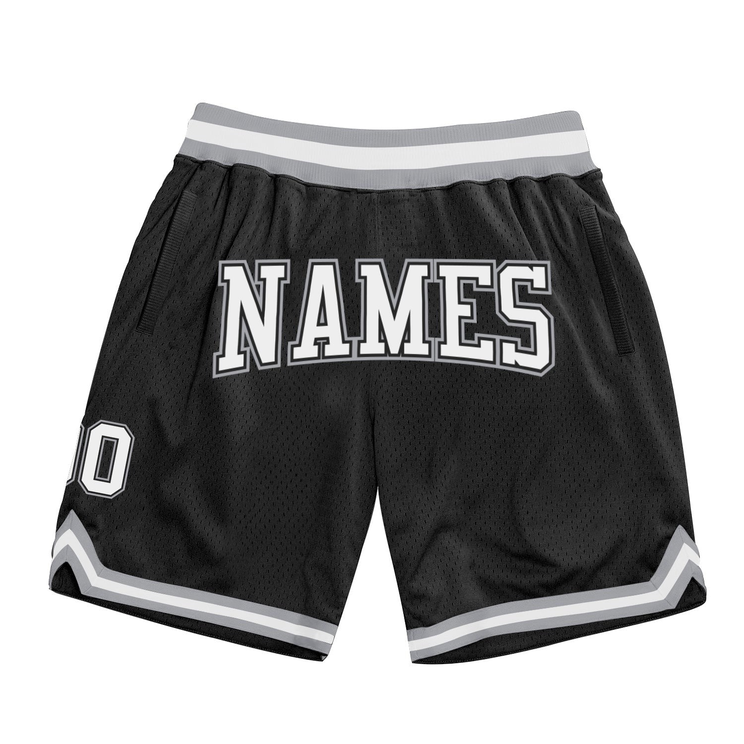 Custom Black White-Gray Authentic Throwback Basketball Shorts photo 1