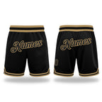 Custom Black Black-Old Gold Authentic Throwback Basketball Shorts