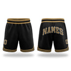 Custom Black Old Gold-White Authentic Throwback Basketball Shorts