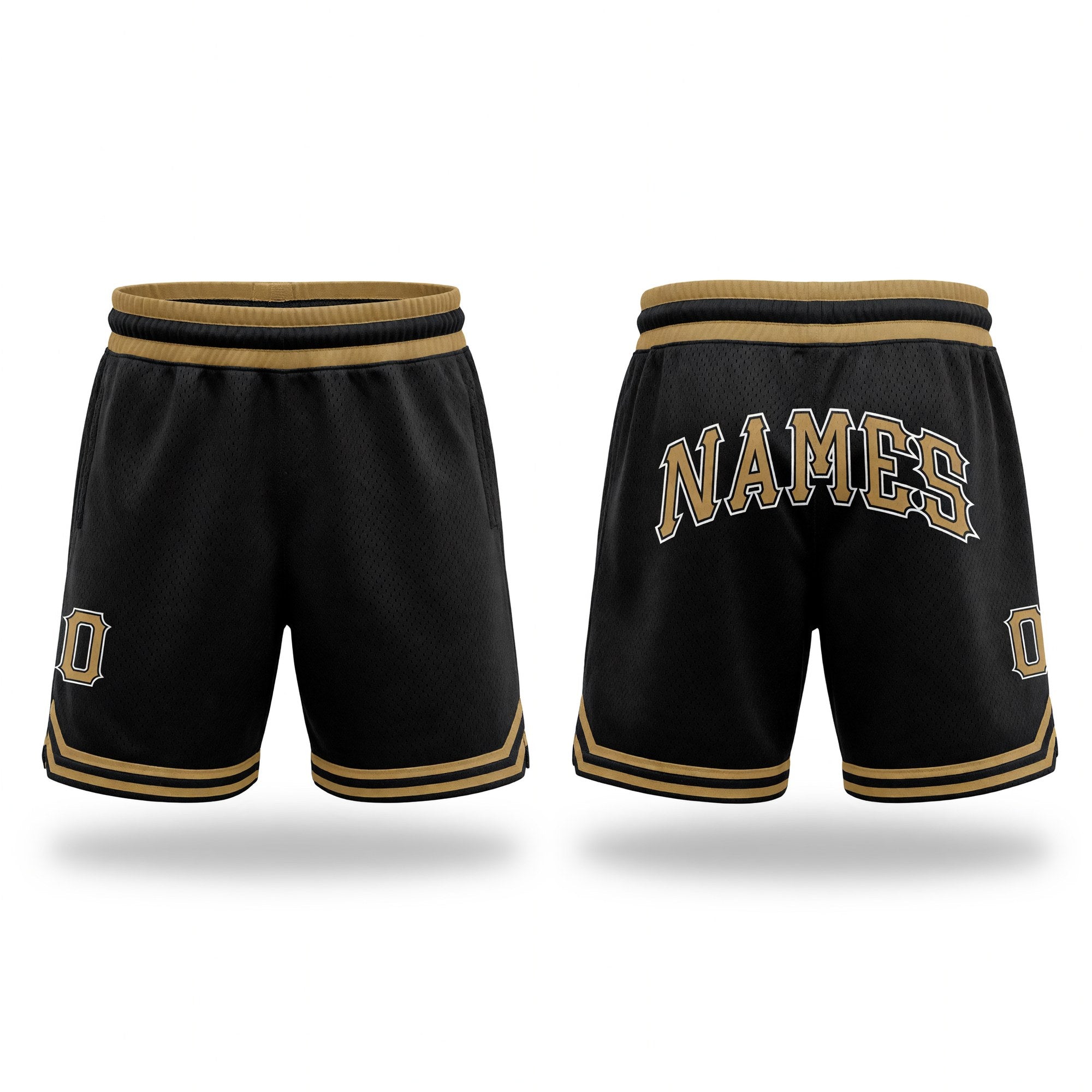 Custom Black Old Gold-White Authentic Throwback Basketball Shorts