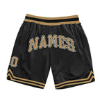 Custom Black Old Gold-White Authentic Throwback Basketball Shorts photo 1