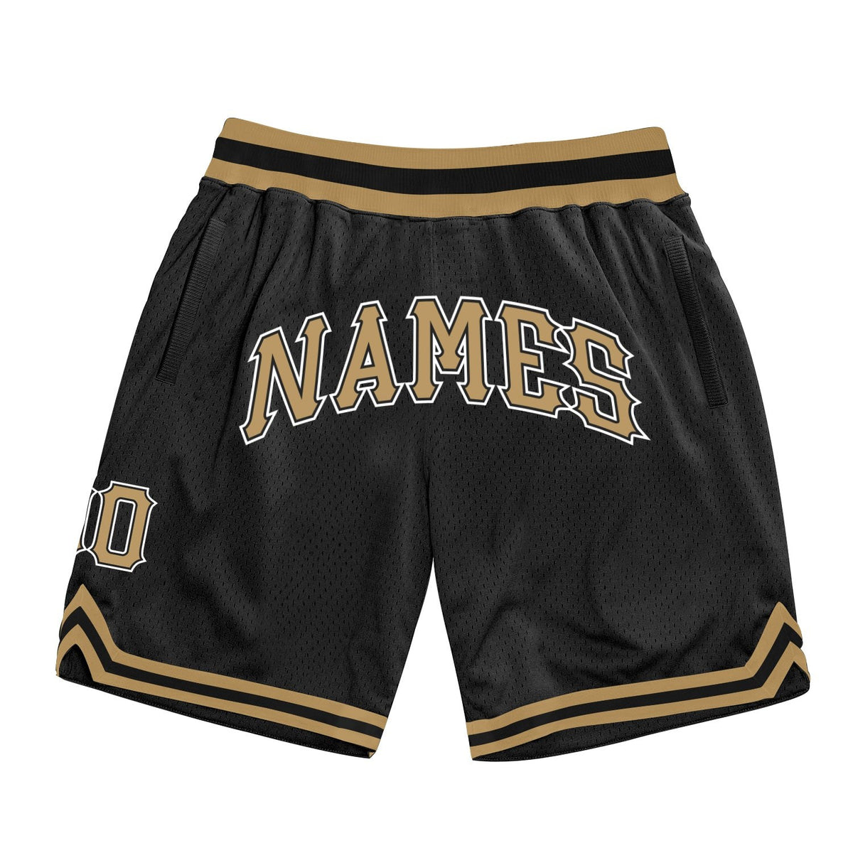 Custom Black Old Gold-White Authentic Throwback Basketball Shorts photo 1