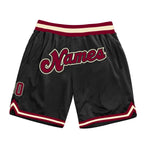 Custom Black Maroon-Cream Authentic Throwback Basketball Shorts photo 1