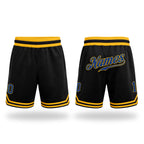 Custom Black Royal-Gold Authentic Throwback Basketball Shorts
