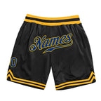 Custom Black Royal-Gold Authentic Throwback Basketball Shorts photo 1