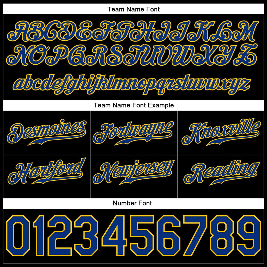 Custom Black Royal-Gold Authentic Throwback Basketball Shorts photo 2