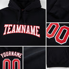 Custom Stitched Black Red-White Sports Pullover Sweatshirt Hoodie detail