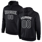 Custom Stitched Black Black-White Sports Pullover Sweatshirt Hoodie