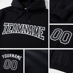 Custom Stitched Black Black-White Sports Pullover Sweatshirt Hoodie detail