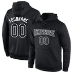 Custom Stitched Black Black-White Sports Pullover Sweatshirt Hoodie photo 1