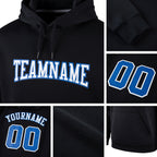 Custom Stitched Black Royal-White Sports Pullover Sweatshirt Hoodie detail