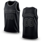 Custom Black Black-Steel Gray Authentic Throwback Basketball Jersey