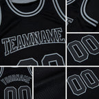 Custom Black Black-Steel Gray Authentic Throwback Basketball Jersey detail