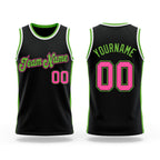 Custom Black Pink-Neon Green Authentic Throwback Basketball Jersey