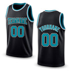 Custom Black Teal-White Authentic Throwback Basketball Jersey