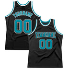 Custom Black Teal-White Authentic Throwback Basketball Jersey photo 1