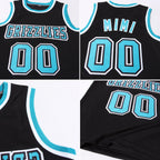 Custom Black Teal-White Authentic Throwback Basketball Jersey photo 4