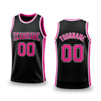 Custom Black Pink-White Authentic Throwback Basketball Jersey