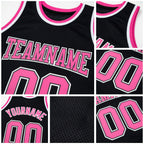 Custom Black Pink-White Authentic Throwback Basketball Jersey detail