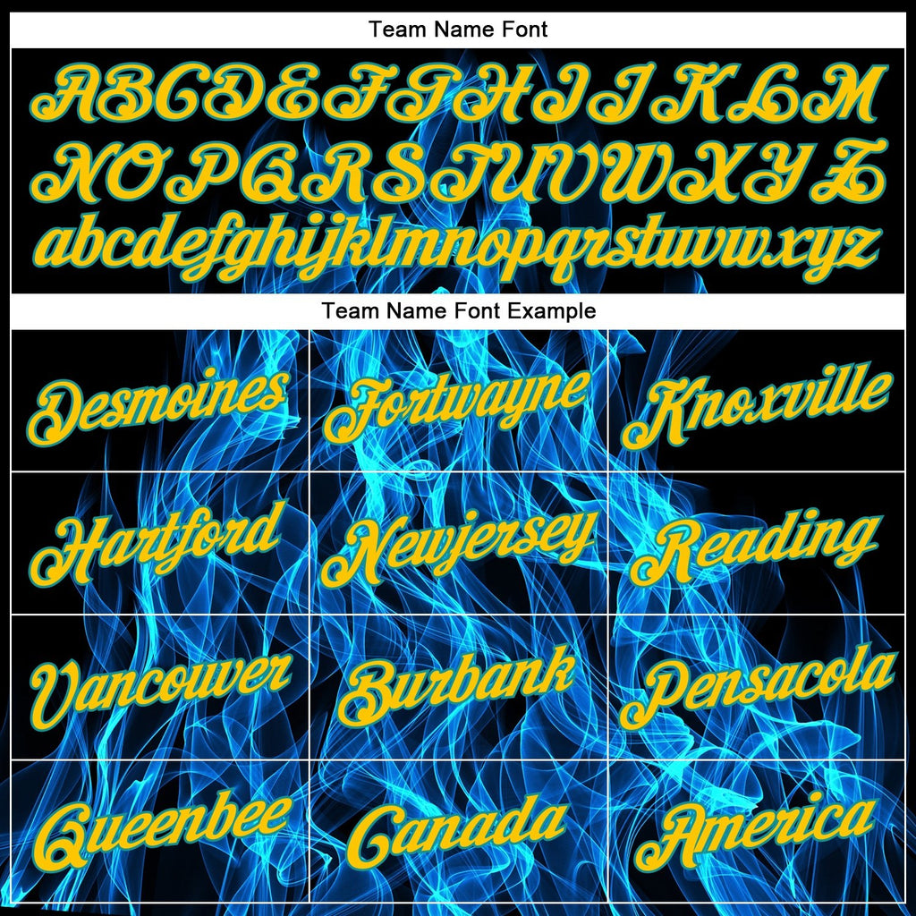 Custom Black Gold-Aqua 3D Pattern Design Flame Performance T-Shirt photo 2