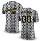 Custom Black Black-Old Gold 3D Pattern Design Snakeskin Performance T-Shirt