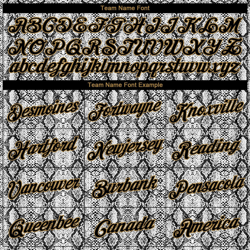 Custom Black Black-Old Gold 3D Pattern Design Snakeskin Performance T-Shirt photo 1