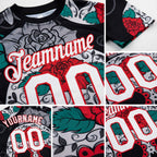 Custom Black White-Red 3D Skull Fashion Performance T-Shirt detail