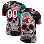 Custom Black White-Red 3D Skull Fashion Performance T-Shirt photo 1